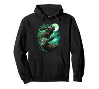 Vintage 90s Galaxy Moose Northern Lights Wildlife Retro Pullover Hoodie
