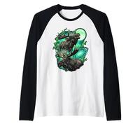 Vintage 90s Galaxy Moose Northern Lights Wildlife Retro Raglan Baseball Tee