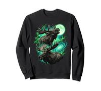 Vintage 90s Galaxy Moose Northern Lights Wildlife Retro Sweatshirt