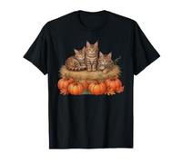 Vintage 90s Maine Coon Kittens Pumpkins Fall Cat Lover T-Shirt
