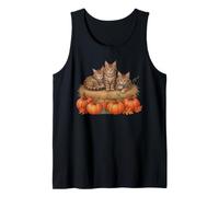 Vintage 90s Maine Coon Kittens Pumpkins Fall Cat Lover Tank Top