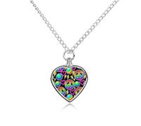 Vintage 90s Pop Art Neon Peace Pattern Urn Necklace for Ashes Adjustable Pet Cremation Jewelry for Men Women
