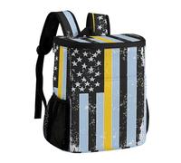 Vintage 911 Dispatcher Thin Gold Line Flag Cooler Backpack Insulated Ice Chest Bag Lunch Box Rucksack for Men Women