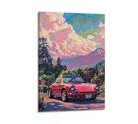 Vintage 911 Japan Fuji Mountain Scenic Road Poster Classic Sports Car Poster Decorative Painting Canvas Wall Posters And Art Picture Print Modern Family Bedroom Decor Posters 16x24inch(40x60cm)