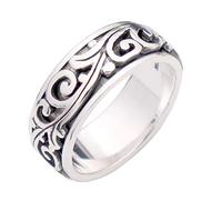 Vintage 925 Sterling Silver Floral Vine Leaf Ring Spinner Band Ring Anxiety Stress Relief Ring for Men Women Size P-Y