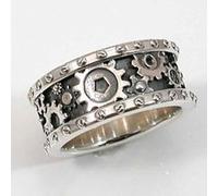 Vintage 925 Sterling Silver Gear Steampunk Mechanical Ring for Men Women, Gothic Punk Gear Wheel Steampunk Cool Ring, Personalized Trendy Hip Hop Stackable Jewelry Gift O