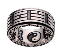 Vintage 925 Sterling Silver Taoism Tai Chi Yin Yang Spinner Ring Band Fidget Anxiety Ring Jewellery for Men Women Size T 1/2
