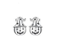 Vintage 925 Sterling Silver Witch Halloween Pumpkin Stud Earrings for Women Children Party Jewelry