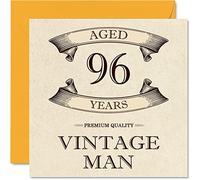 Vintage 96th Birthday Cards for Men - Aged 96 Years - Fun Birthday Card for Grandpa Dad Husband Uncle Brother Grandad, 145mm Greeting Cards, 96th Card