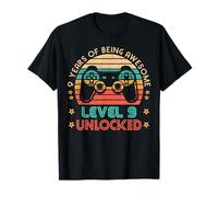 Vintage 9th Birthday Level 9 Unlocked Funny Gamer Gift T-Shirt
