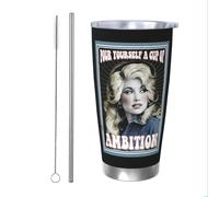 (Vintage A Cup Of Ambiton Dolly Gift Parton For Lovers_5456) Stainless Steel Tumbler 20oz Insulated Coffee Travel Funny Birthday Christmas Gifts for Women Men Boss Coworker