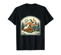 Vintage A-Frame Cabin Retro Mountain Adventure Camping Funny Value Graphic T-Shirt, Men, Black, S