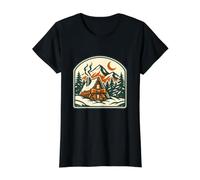 Vintage A-Frame Cabin Retro Mountain Adventure Camping Funny Value Graphic T-Shirt, Women, Black, L