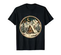 Vintage A-Frame Cabin Retro Mountain Camping Adventure Badge T-Shirt
