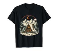 Vintage A-Frame Cabin Shirt Retro Mountain Adventure Camping Value Graphic T-Shirt, Men, Black, M