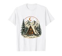 Vintage A-Frame Cabin Shirt Retro Mountain Adventure Camping Value Graphic T-Shirt, Men, White, M