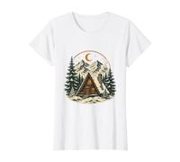 Vintage A-Frame Cabin Shirt Retro Mountain Adventure Camping Value Graphic T-Shirt, Women, White, S