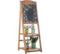Vintage A-Frame Chalkboard Sign with 2-Tier Shelf for Outdoor and Indoor Advertising at Cafes, Bars, Restaurants