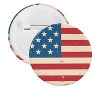 Vintage A-mericans Flag Buttons Pin Badges Tinplate Lapel Pins Crafts for Shirts Clothes Bag Accessory 1PCS