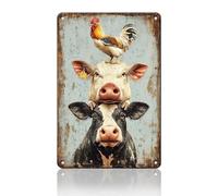 Vintage A Pig Cow Chicken Metal Sign Rustic Home Kitchen Coffee Garden Farmhouse Chicken Coop Wall Decor Ruster Tin Poster 8x12 Inch
