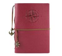 Vintage A5 Travel Notebook - Thread-Bound Loose Leaf with Tie Closure Stationery & Office Supplies (Hot Pink)