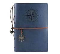 Vintage A5 Travel Notebook - Thread-Bound Loose Leaf with Tie Closure Stationery & Office Supplies (Navy Blue)