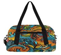 Vintage Abstract Art Kids Duffle Bag Boys Girls Small Sport Dance Gym Bag for Overnight Travel Weekender Carry On, Mexican Colored Patterns, 18.5"L x 9.4"W x 7.8"H