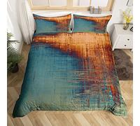 Vintage Abstract Bedding Set Kids Blue and Brown Messy Rust Painting Comforter Cover Set for Women Men Modern Grunge Art Duvet Cover Bedspread Cover Room Decor Quilt Cover Double Size