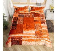 Vintage Abstract Duvet Cover Orange Messy Rust Bedding Set for Kids Boys Girls Bedroom Decor Modern Grunge Art Comforter Cover Set Vintage Orangeen Bedspread Cover Super King 3Pcs