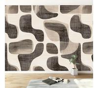 Vintage Abstract Geometric Stripes Modern Panoramic Wall Mural, Tan High-Resolution Non-Woven Wallpaper 200W x 140H cm - Oversized 3D Visual Art Poster for Kids Room, Bedroom & Corridor