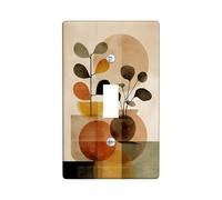 Vintage Abstract Light Switch Cover Plates, Terracotta and Green Shapes for Home Decor, Thermoplastic Wall Plates, Standard Size Single Toggle