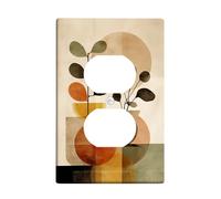 Vintage Abstract Light Switch Cover Plates, Terracotta and Green Shapes for Home Decor, Thermoplastic Wall Plates, Standard Size Single Duplex Outlet