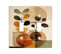Vintage Abstract Light Switch Cover Plates, Terracotta and Green Shapes for Home Decor, Thermoplastic Wall Plates, Standard Size Double Toggle