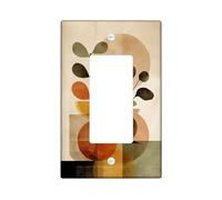 Vintage Abstract Light Switch Cover Plates, Terracotta and Green Shapes for Home Decor, Thermoplastic Wall Plates, Standard Size Single Rocker
