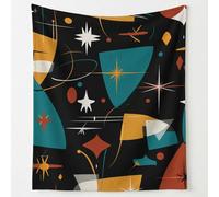 Vintage Abstract Microfiber Throw Blanket Ultra Soft Modern Stylish Dynamic Vibrant Geometric Elements Cozy Warm Lightweight Decorative Blanket Flannel Blanket for Bed 59in × 71in (150cm × 180cm)