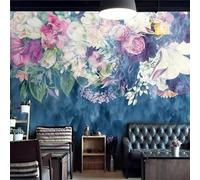 Vintage Abstract Watercolour Beautiful Plant Rose 3D Wallpaper Easy Install Feature Office Living Room Sofa Bedroom TV Background Wall Decoration-250cm×170cm