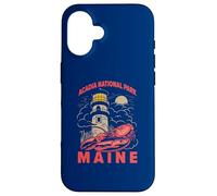 Vintage Acadia National Park Maine Lobster And Lighthouse Case for iPhone 16