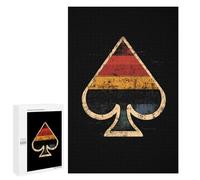 Vintage Aces Spades Vertical Wooden Jigsaw Puzzles for Adults Challenge Intelligent Puzzle Letter on Back Picture Home Decor