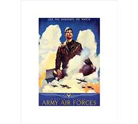 VINTAGE AD WAR O'ER RAMPARTS WE WATCH UNITED STATES ARMY FRAMED PRINT B12X11599