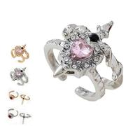 Vintage Adjustable Sword Piercing Heart Ring Set,Cross and Heart Ring,Adjustable Punk Stacking Rings,Unique Minimalist Style Open Couple Rings, for Women Men (#A)