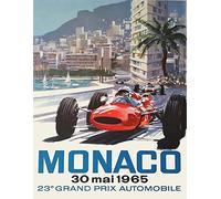 Vintage Advertising Wall Tin Plaque 20x15cm - Pub Shed Bar Man Cave Home Bedroom Office Kitchen Gift Metal Sign - Monaco 1965 Racing Car Driver Championship Grand Prix Formula One 1 inspired