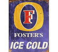 Vintage Advertising Wall Tin Plaque 20x15cm - Pub Shed Bar Man Cave Home Bedroom Office Kitchen Gift Metal Sign - Retro Rustic Fosters Beer Lager inspired