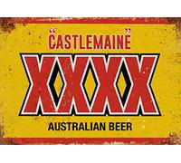 Vintage Advertising Wall Tin Plaque 20x15cm - Pub Shed Bar Man Cave Home Bedroom Office Kitchen Gift Metal Sign - Australian Castlemaine XXXX Beer Lager Retro inspired