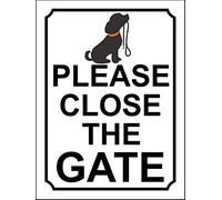 Vintage Advertising Wall Tin Plaque 20x15cm - Pub Shed Bar Man Cave Home Bedroom Office Kitchen Gift Metal Sign - Please Close the Gate Dog Puppy Warning