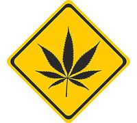 Vintage Advertising Wall Tin Plaque Large Square 20x20cm Pub Shed Bar Man Cave Home Bedroom Office Kitchen Gift Metal Sign - Warning Yellow Hazard Cannabis Marijuana Weed Dope Pot Hash Herb