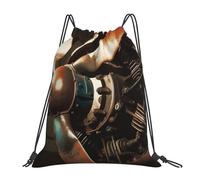 Vintage Aeroplane Propeller Drawstring Backpack Outdoor Portable Backpack Simple Casual Travel Beach School Bag