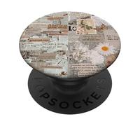 Vintage Aesthetic Floral Old Newspaper Retro Collage Art PopSockets Adhesive PopGrip
