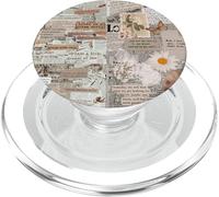 Vintage Aesthetic Floral Old Newspaper Retro Collage Art PopSockets PopGrip for MagSafe