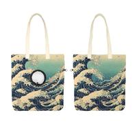 Vintage Aesthetic Japanese Ocean Waves Pet Canvas Bag, Portable Shoulder Carrying Bag Cat Carriers for Outdoor Shopping Camping
