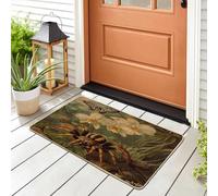 Vintage Aesthetic Tarantula Front Black Door Mat Outside Inside Entrance 29 * 17, Retro Cool Spider Outdoor Indoor Non Slip Doormat, Small Insect Classroom Patio Garage Shoes Off Doormat